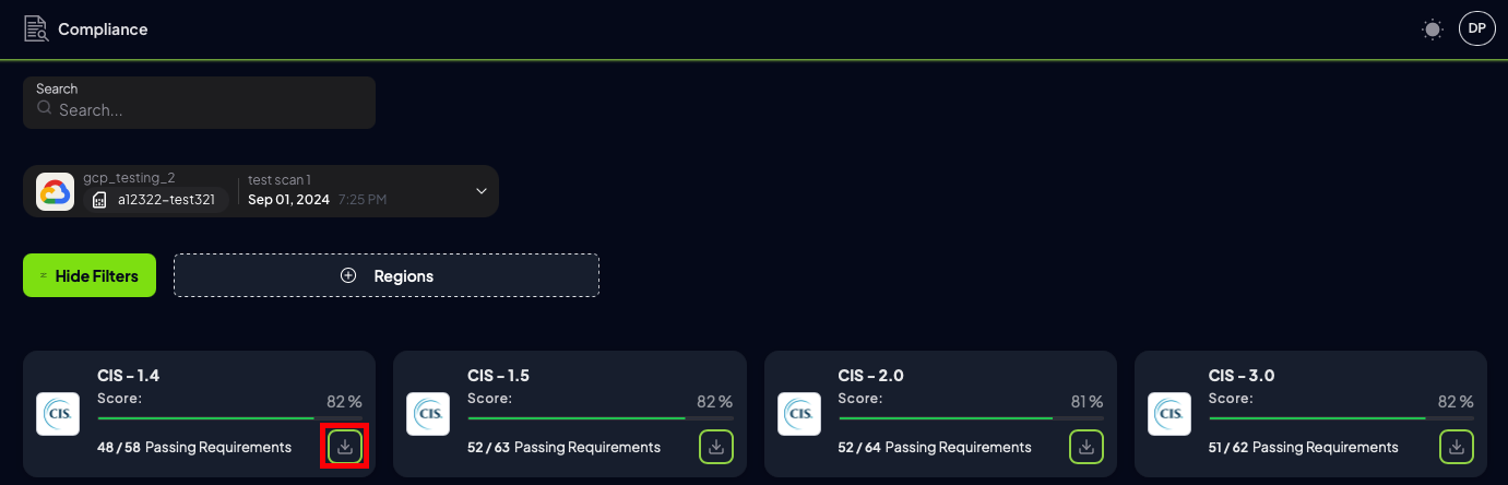 Download compliance output