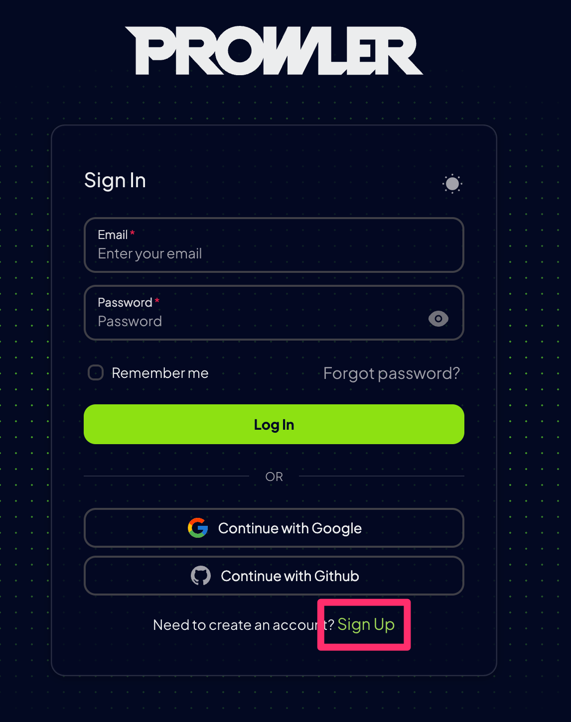 Sign Up Button