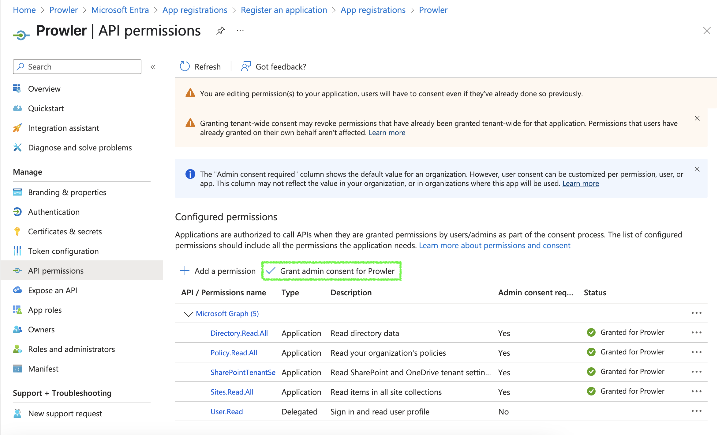 Grant Admin Consent