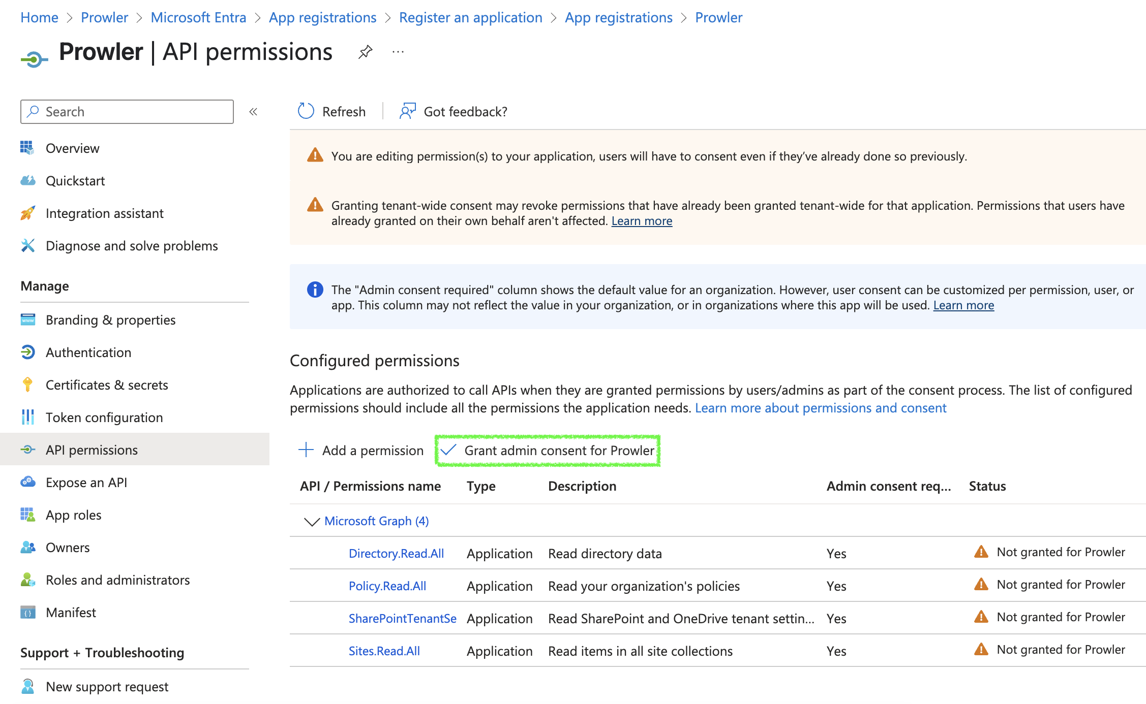 Grant Admin Consent