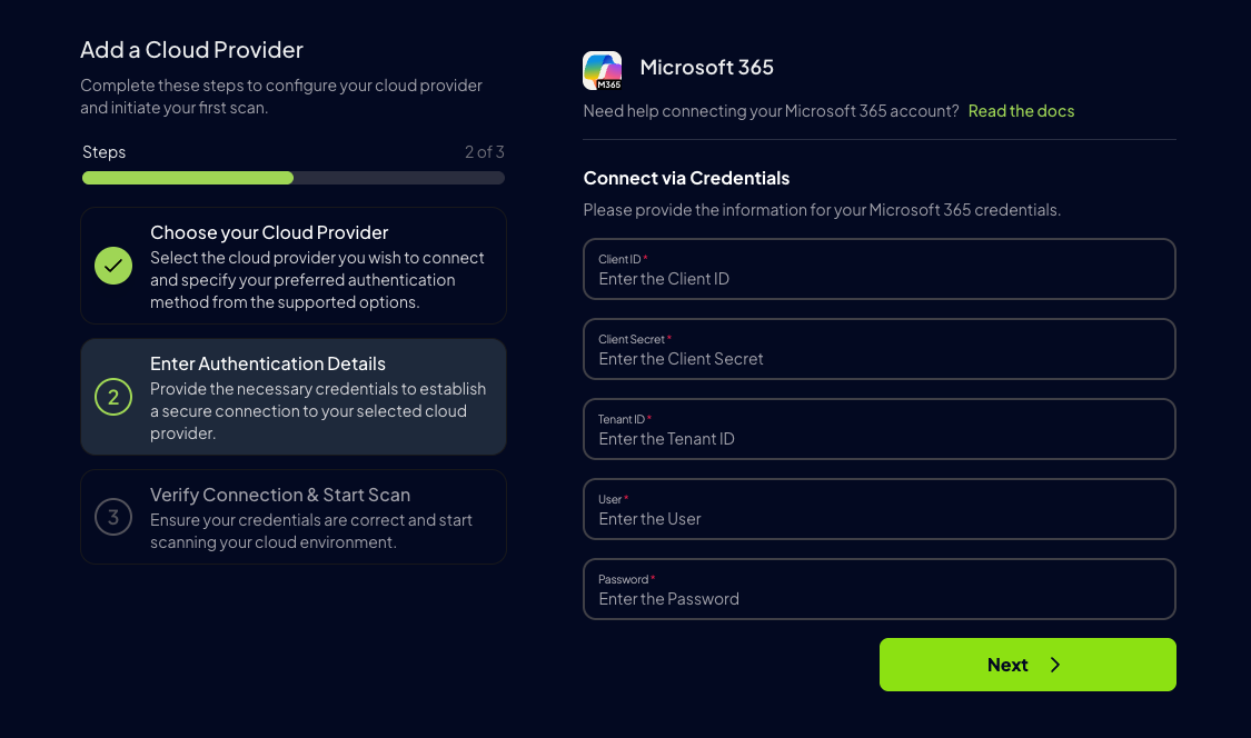 Prowler Cloud M365 Credentials